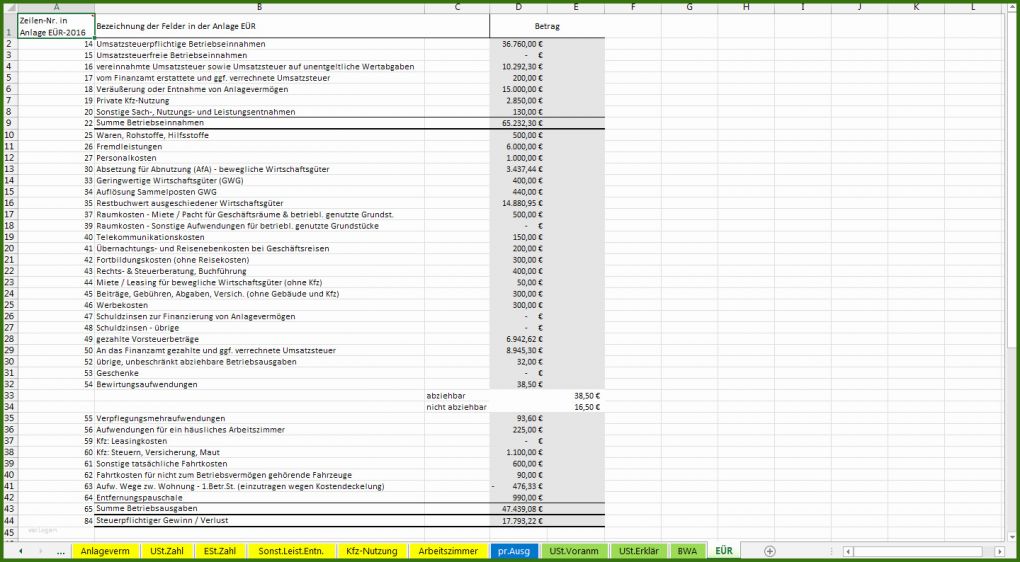001 Geldflussrechnung Vorlage Excel Excel Vorlage Einnahmenüberschussrechnung EÜr Pierre