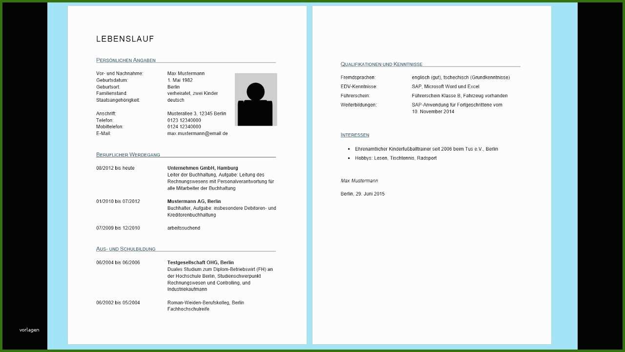 001 Lebenslauf Din 5008 Vorlage Lebenslauf In Word Erstellen