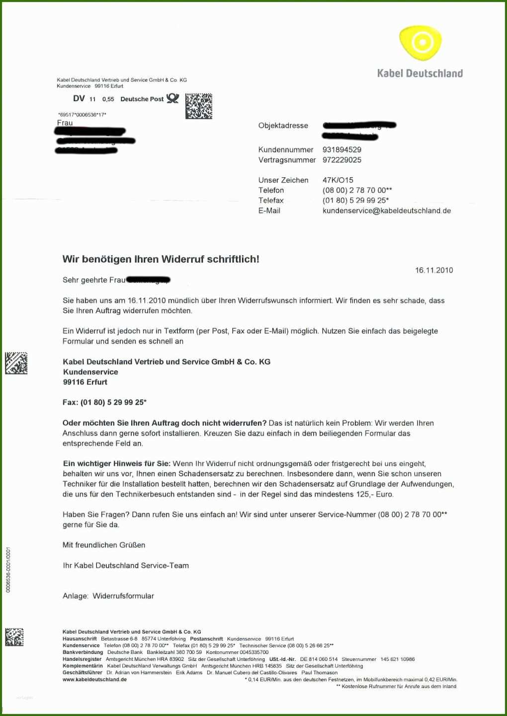 002 Unitymedia Kündigung sonderkündigungsrecht Umzug Vorlage Kabel Deutschland Erfahrung Probleme Meinung