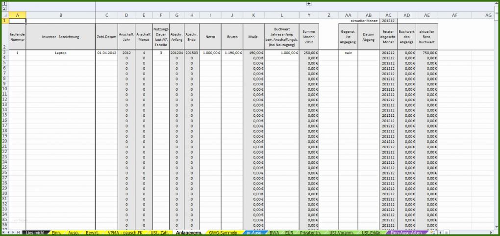002 Vorlage Einnahmenüberschussrechnung Excel Vorlage Einnahmenüberschussrechnung EÜr 2014