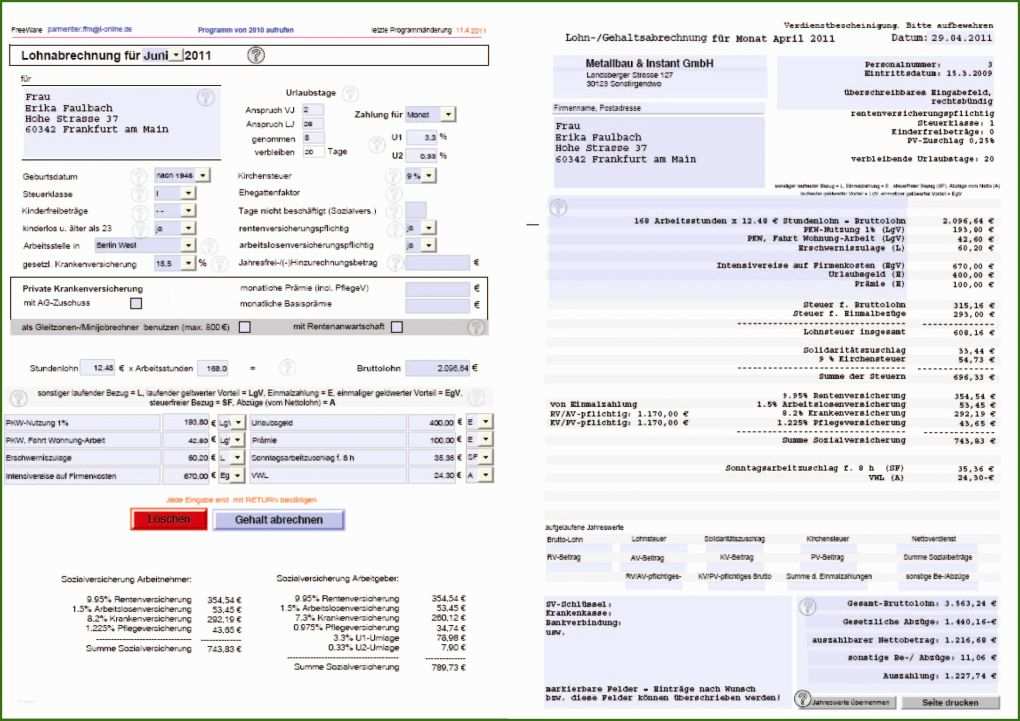 002 Vorlage Gehaltsabrechnung Excel Download Selbstrechnendes formular Zur Gehaltsabrechnung