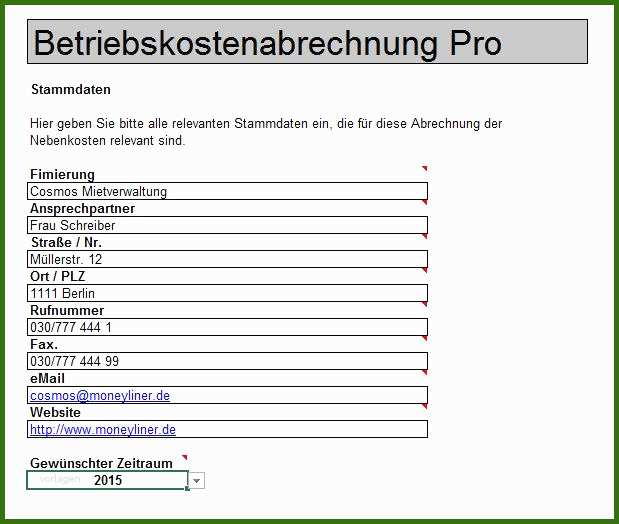 003 Betriebskostenabrechnung Vorlage Gratis Nebenkostenabrechnung Mit Excel Vorlage Zum Download