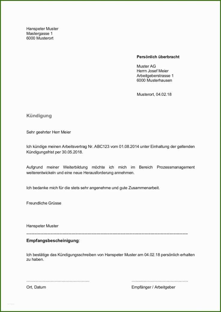 005 Kündigungsschreiben Arbeitnehmer Vorlage Kündigung Vorlage Arbeitsvertrag Schweiz