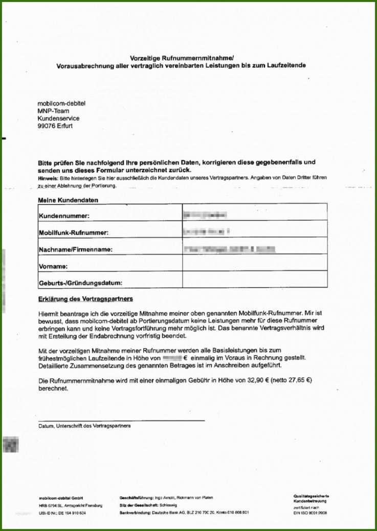 005 O2 Vertrag Kündigen Vorlage Rufnummernmitnahme Typisch Muster Anschreiben Vertrag