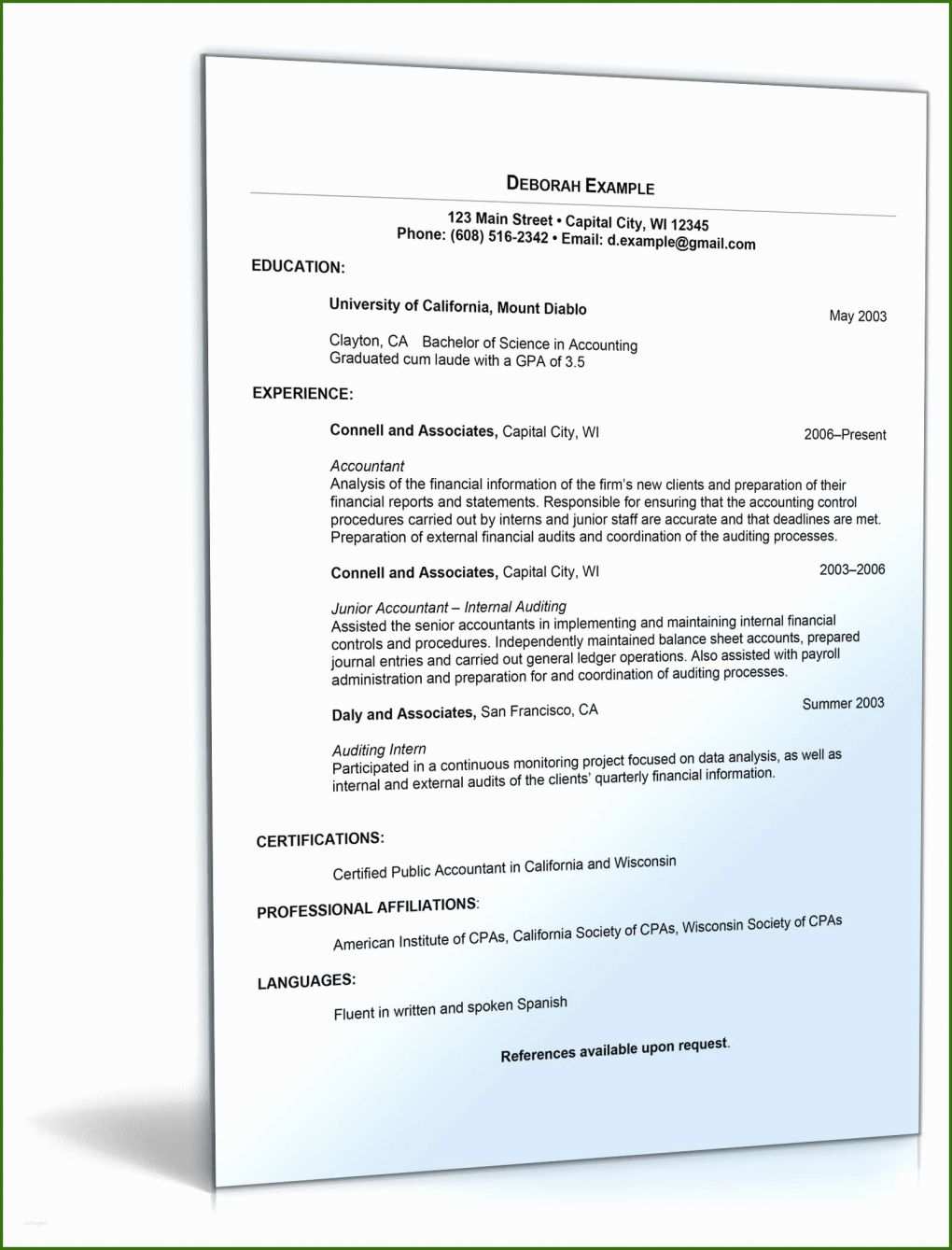 006 Bewerbung Buchhaltung Vorlage Sample Resume for Accounting Position • De Bewerbung Download