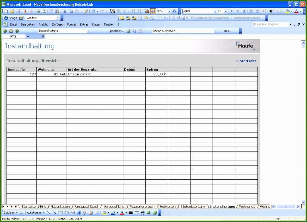 006 Nebenkostenabrechnung Excel Vorlage Nebenkostenabrechnung Mit Excel Vorlage Zum Download