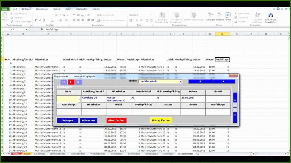 007 Planrechnung Vorlage Excel Datenbanken In Excel Aus Flexibler Eingabemaske Erstellen