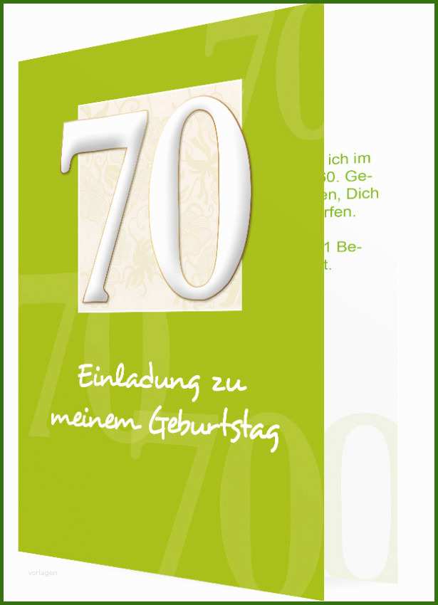 Vorlage Fuer Einladung Zum 70 Geburtstag Siebzig In Weiss Vor Gruenen Hintergrund 99