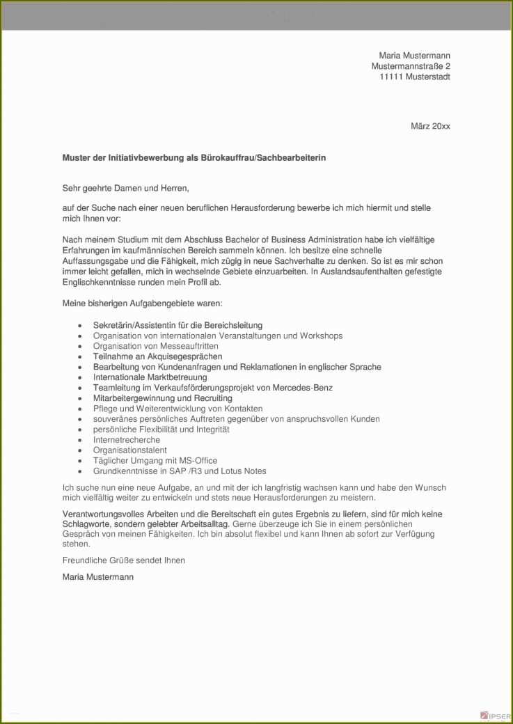 011 Bewerbung Als Sachbearbeiterin Vorlage 15 Initiativbewerbung