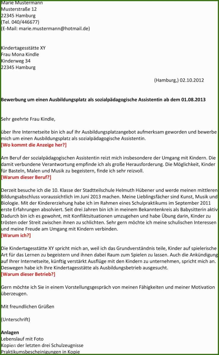 011 Bewerbung Sozialpädagogische Assistentin Vorlage Bewerbung Um Einen