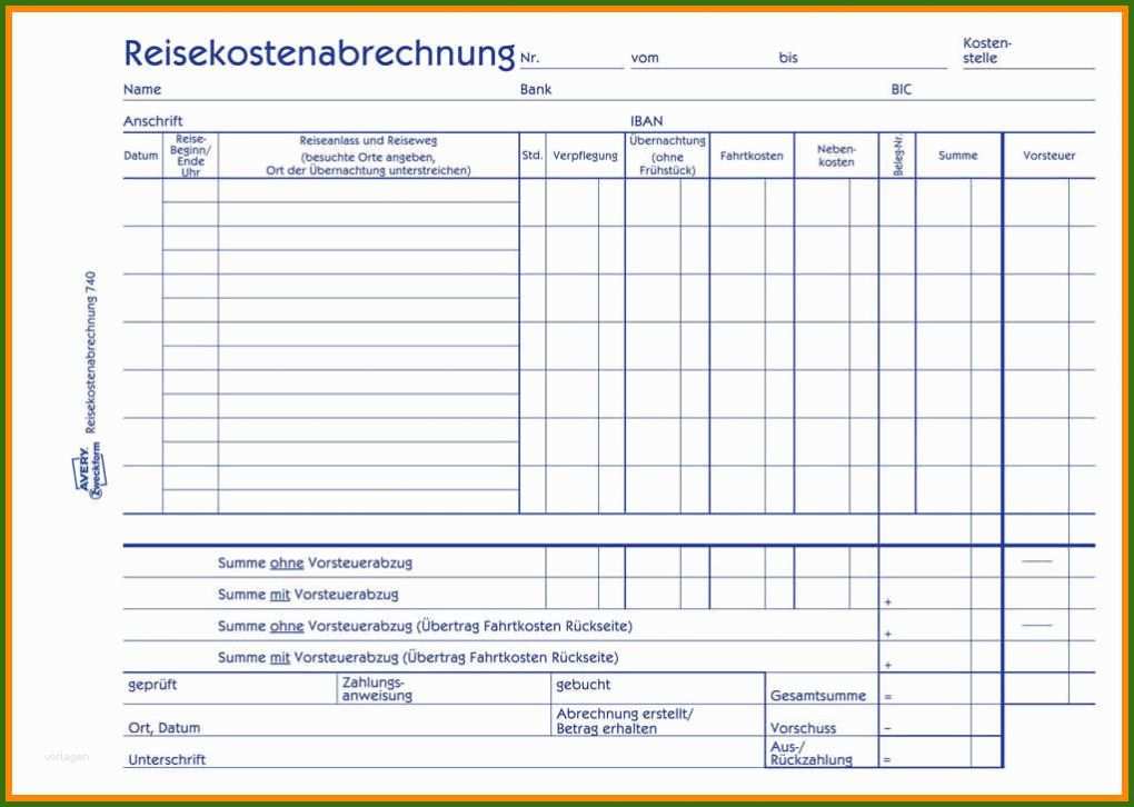 011 Spesenabrechnung Vorlage Word 9 Reisekostenabrechnung formular Excel