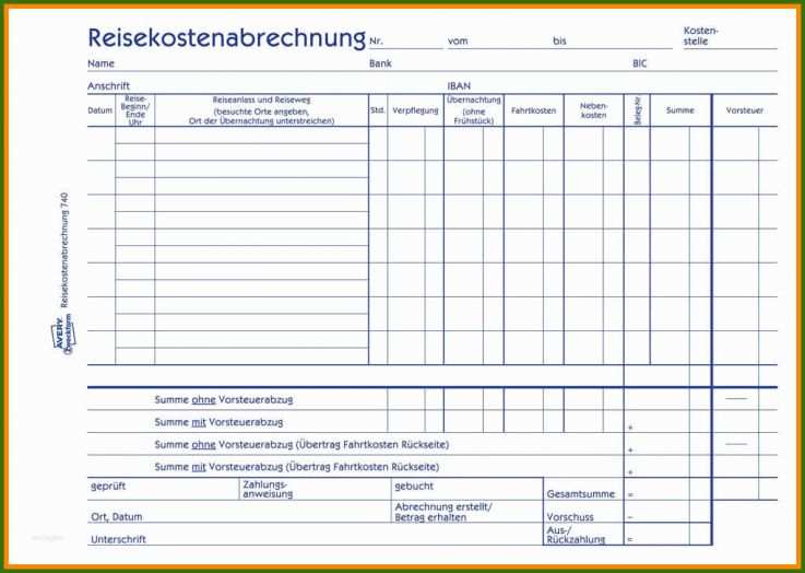 011 Spesenabrechnung Vorlage Word 9 Reisekostenabrechnung Formular ...