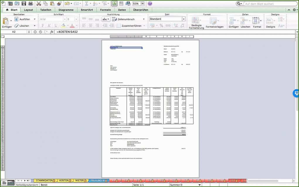 012 Nebenkostenabrechnung Vorlage Pdf Betriebskostenabrechnung Excel