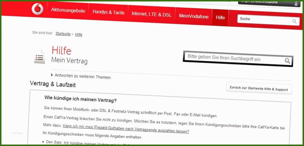 013 Vorlage Kündigung Vodafone Vorlage Kündigung Vodafone Handy