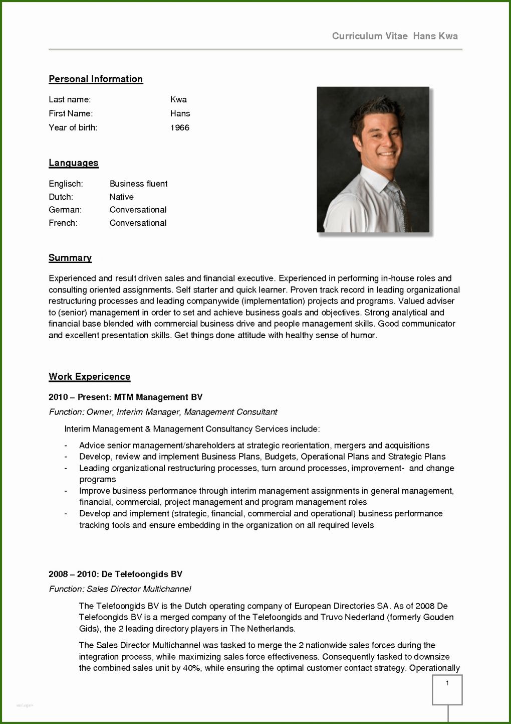 014 German Lebenslauf Template German Cv Template Doc ...