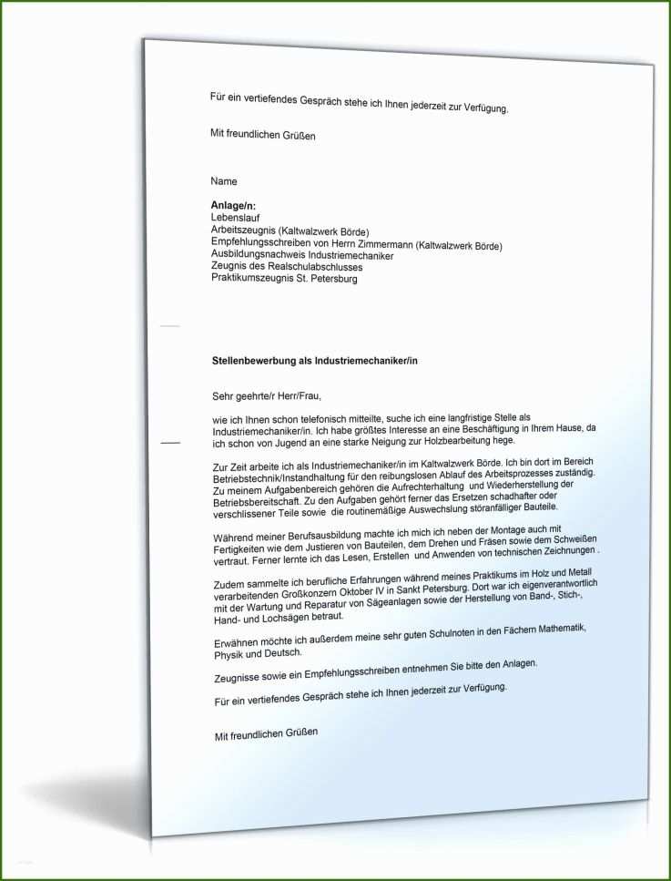 017 Lebenslauf Zimmermann Anschreiben Bewerbung Industriemechaniker