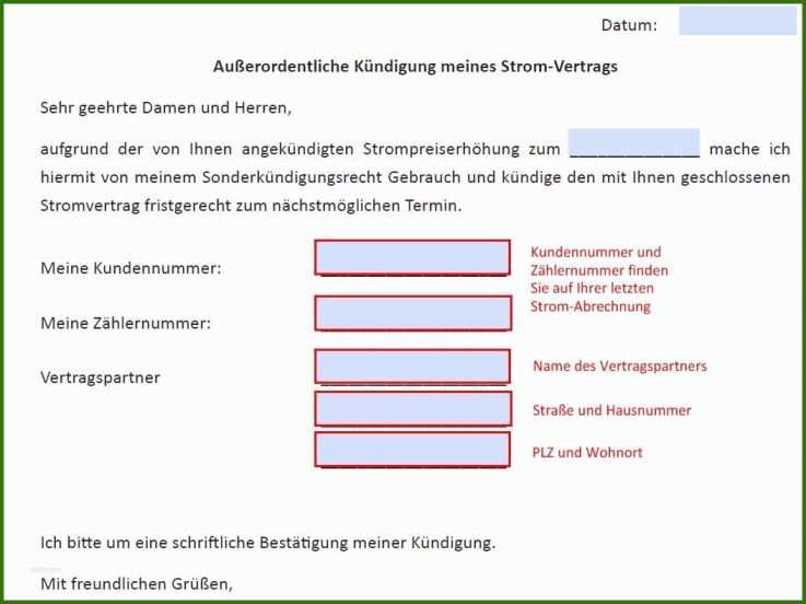 018 Strom Kündigen Vorlage Pdf Stromanbieter Kndigen ...