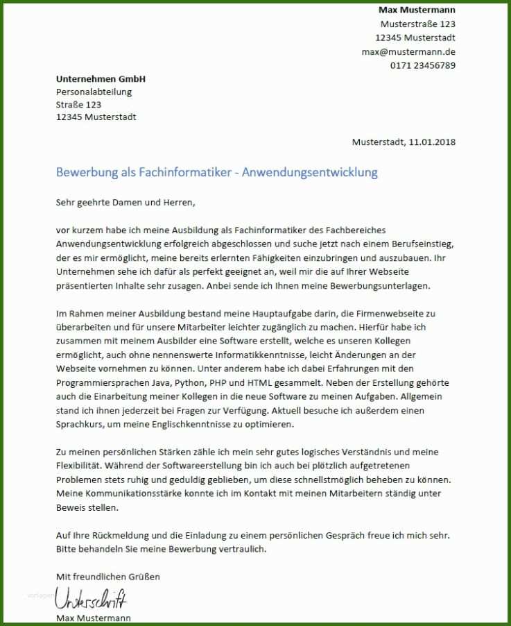 019 Bewerbung Ausbildung Fachinformatiker Vorlage Bewerbung Als Fachinformatiker