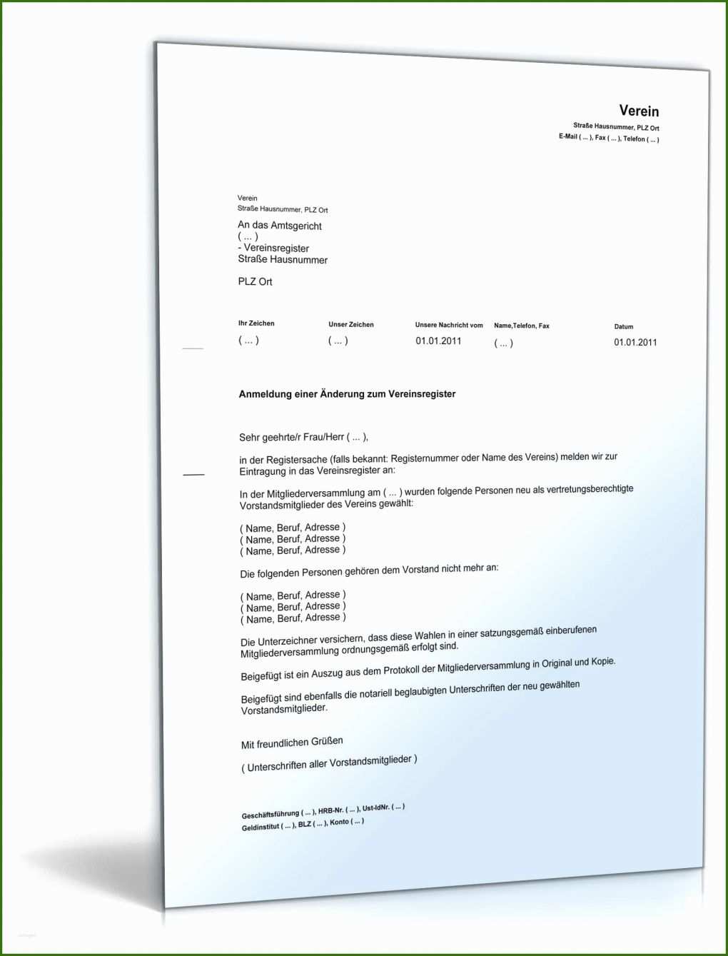 019 Kündigung Energieversorger Vorlage Anmeldung Einer Änderung Beim Vereinsregister