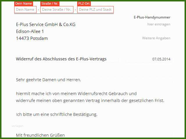 019 Kündigung Festnetz Vorlage Vodafone Eplus Widerruf Vorlage Download Chip