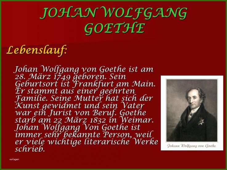Auffällig Goethe Lebenslauf 1