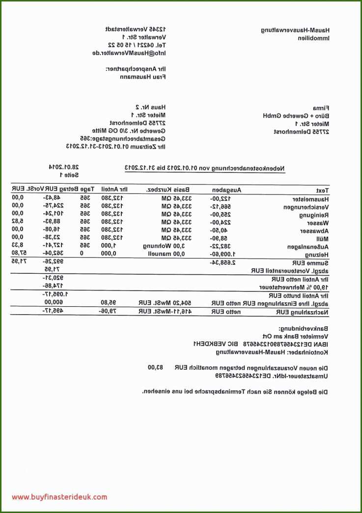 Vorlage Nebenkostenabrechnung Excel