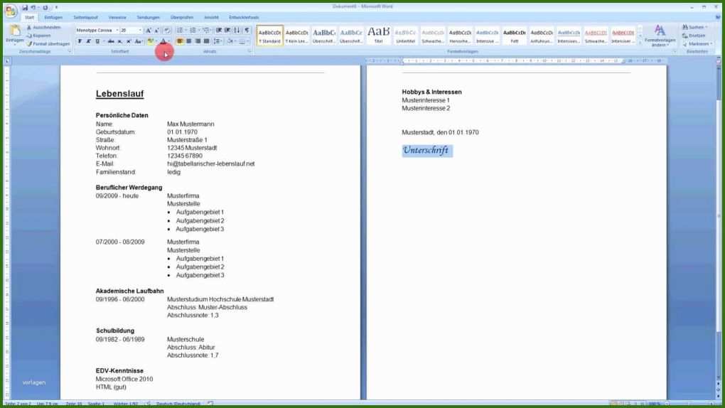 024 Microsoft Office Lebenslauf Vorlage Lebenslauf Beispiel Für Das Erstellen Eines Einfachen