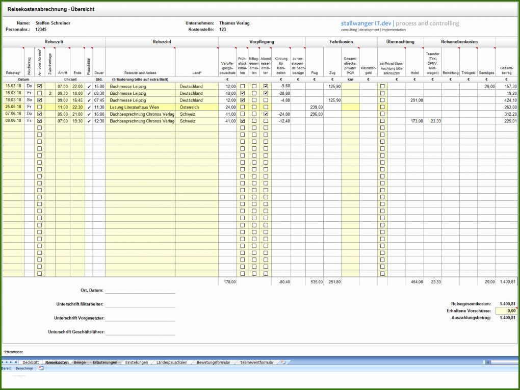 025 Projektkostenrechnung Excel Vorlage Reisekostenabrechnung Excel Vorlage