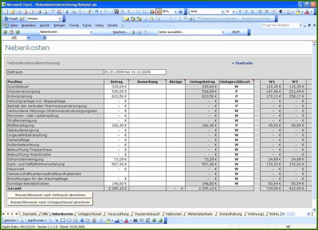 026 Heizkostenabrechnung Vorlage Excel Nebenkostenabrechnung Excel Tabelle