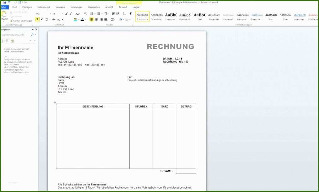 026 Word Vorlage Rechnung 18 Privat Rechnung Schreiben Vorlage Vorlagen123