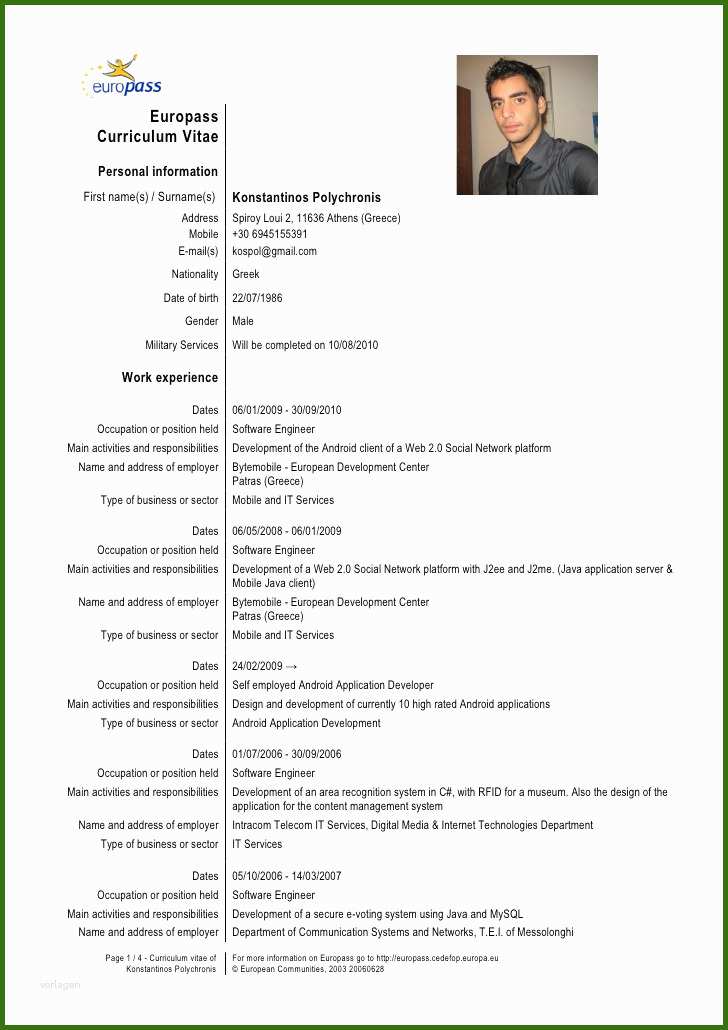 027 Europass Lebenslauf Download Resume format Model Cv ...