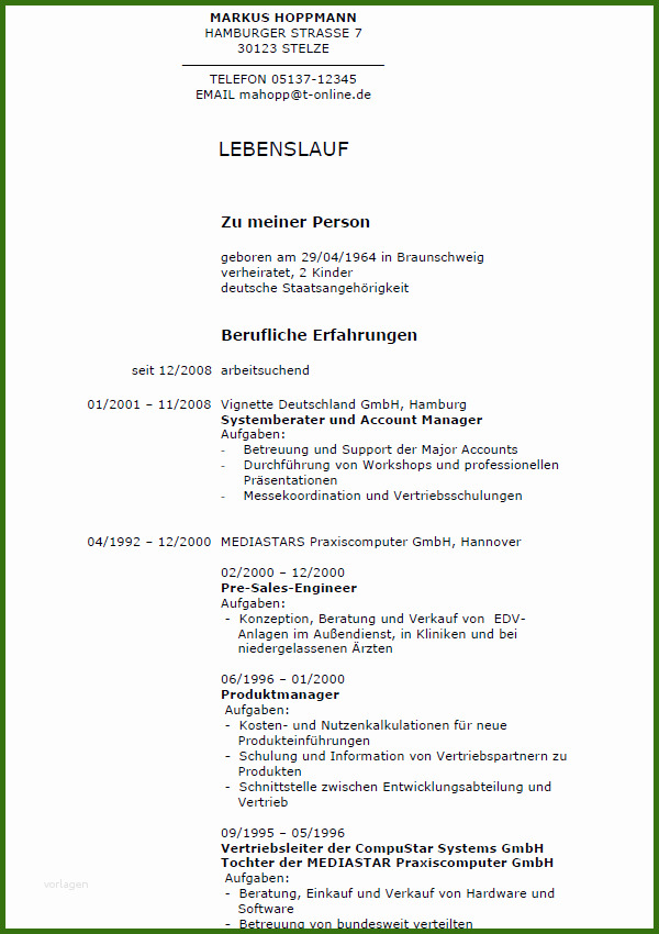 027 Lebenslauf Arbeitslos Bewerbung Key Account Manager Arbeitsloser