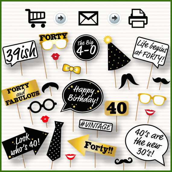 027 Photo Booth Geburtstag Vorlagen 40th Birthday Party Printable Booth Props Glasses
