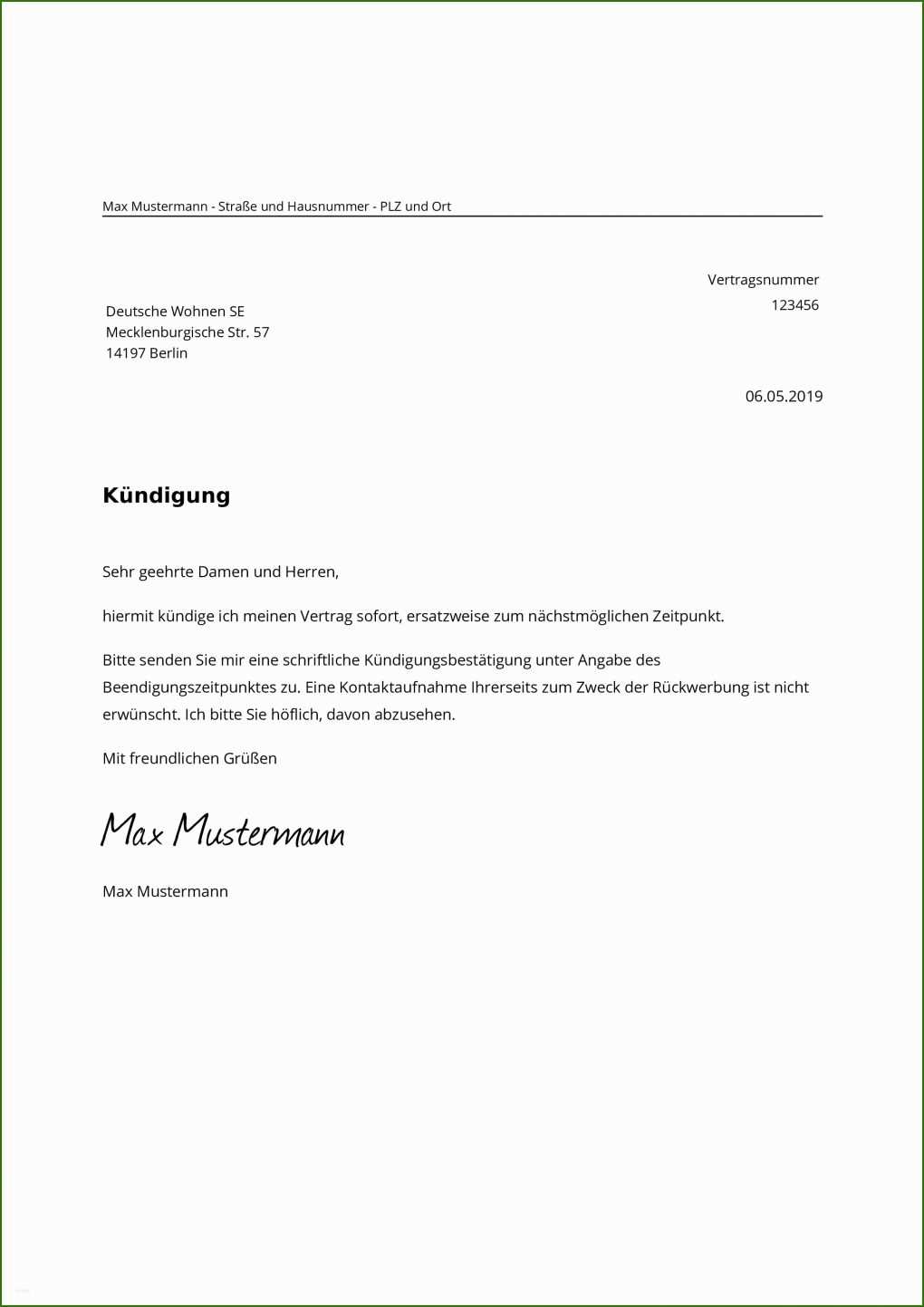 027 Vorlage Kündigung Stromvertrag Deutsche Wohnen Kündigen Muster Vorlage Zur Kündigung