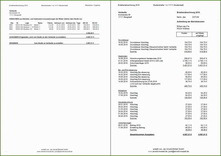 028 Nebenkostenabrechnung Vermieter Vorlage Nebenkostenabrechnung ...