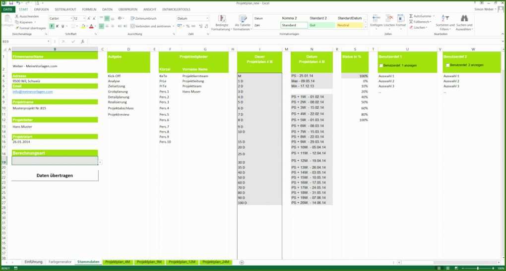 Einzahl Excel Vorlage Projektplan 1920x1032