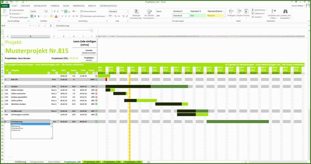 Faszinierend Projektplan Excel Vorlage 1920x1010