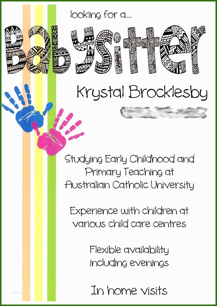 Einzahl Creative Cute Babysitting Flyers Vorlage Ideen F r 2022