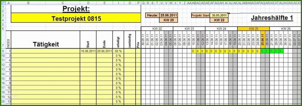 Moderne Excel Vorlage Projektplan 1314x463