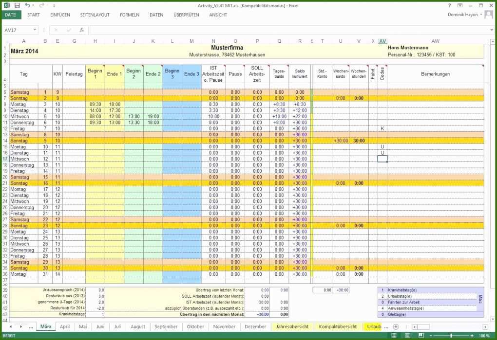 Singular Dienstplan Excel Vorlage 1391x953