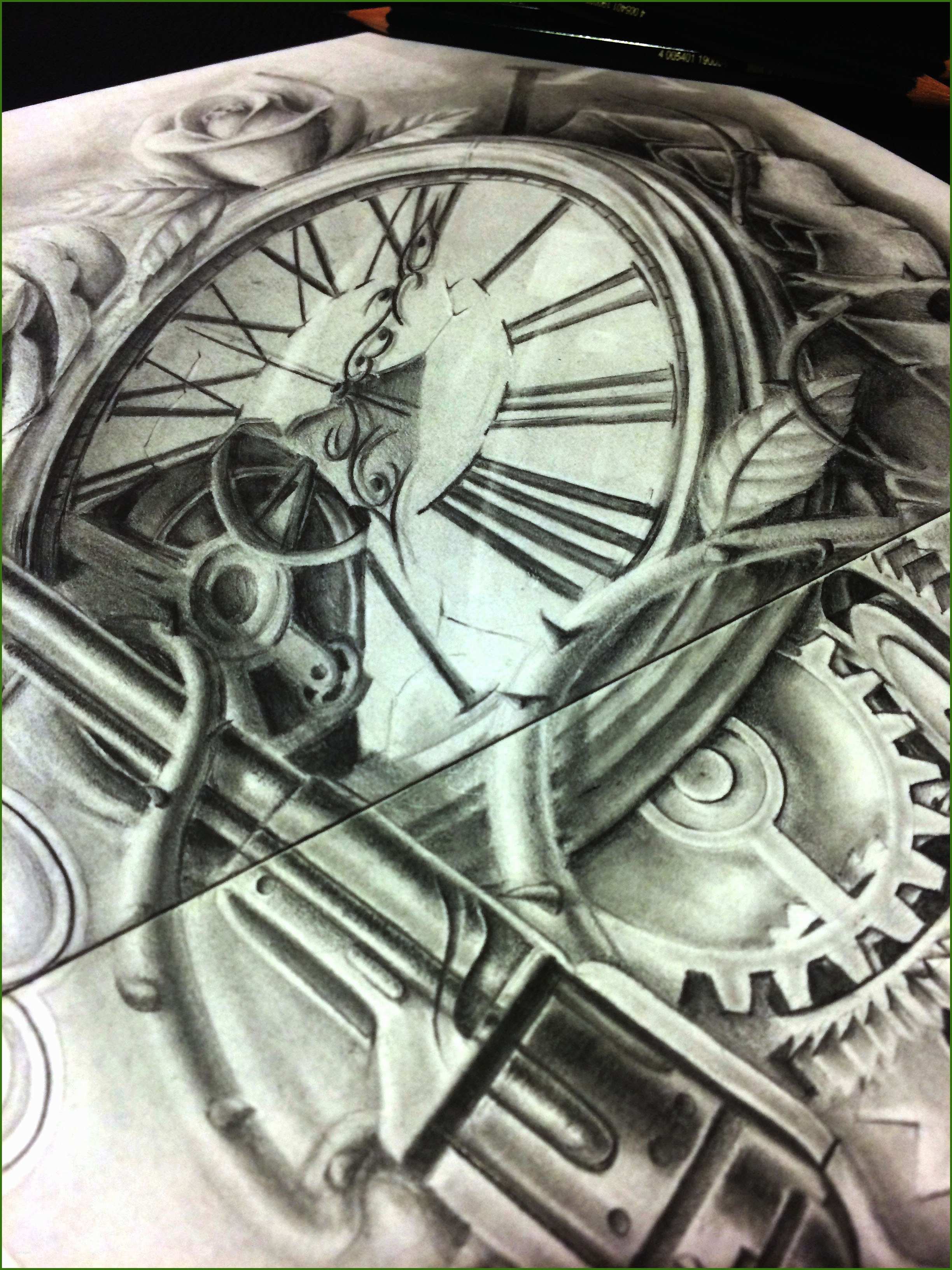 Kreativ Horloge Entourée De Roses Avec Révolver Vorlage Ideen für