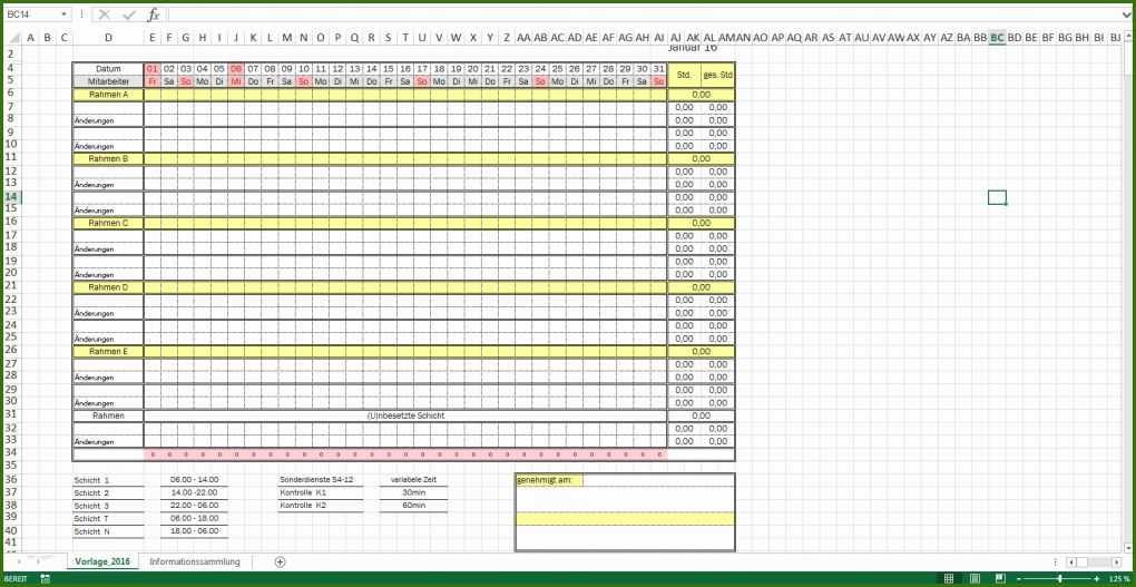 Am Beliebtesten Dienstplan Excel Vorlage 1679x868