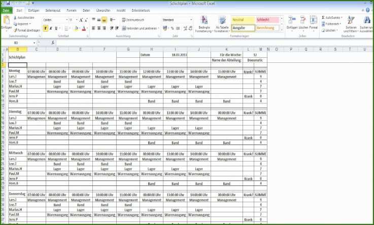 Schichtplan Excel Vorlage Kostenlos Excel Vorlagen