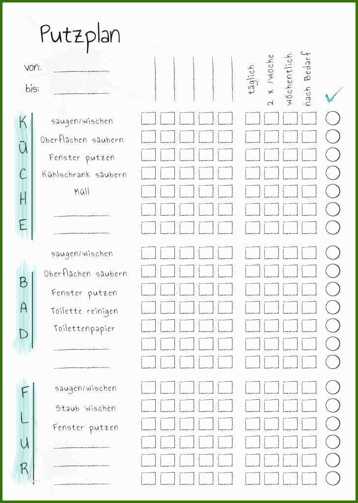Erstaunlich Einzahl Putzplan Treppenhausreinigung Vorlage ...