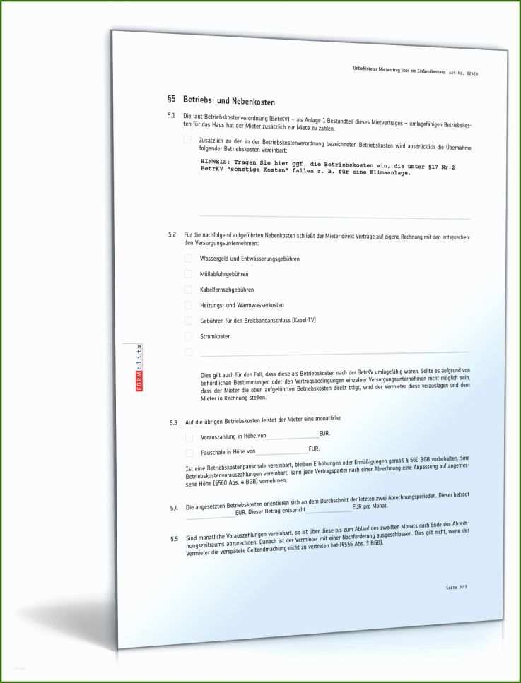 Außergewöhnlich Mietvertrag Einfamilienhaus Muster Als Pdf & Doc En